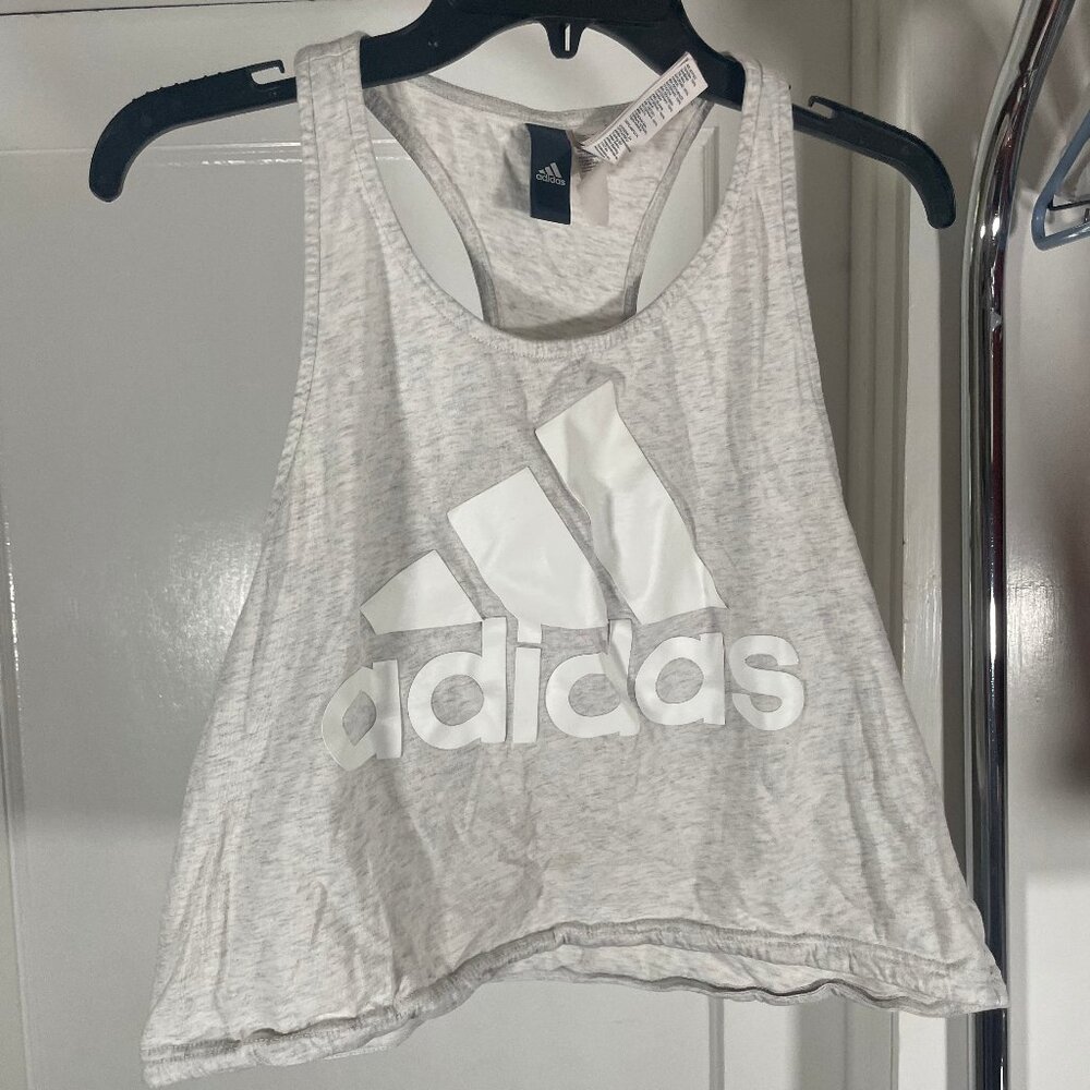 Grey Adidas Racerback Croptop Tank